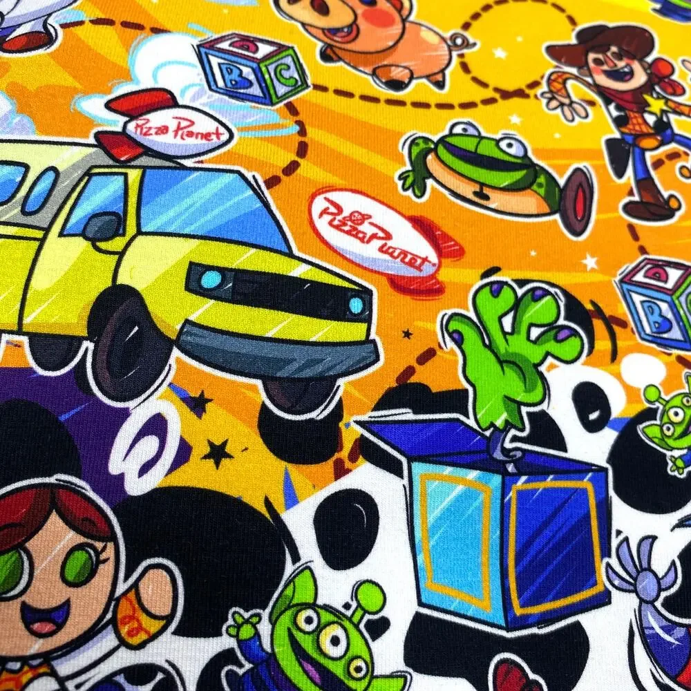 Toy Story Printed Stretch Cotton Lycra Apparel Fabric 1 Yard x 60